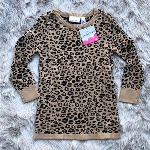 Jumping Beans Tan & Black Leopard Sweater Tunic 4T